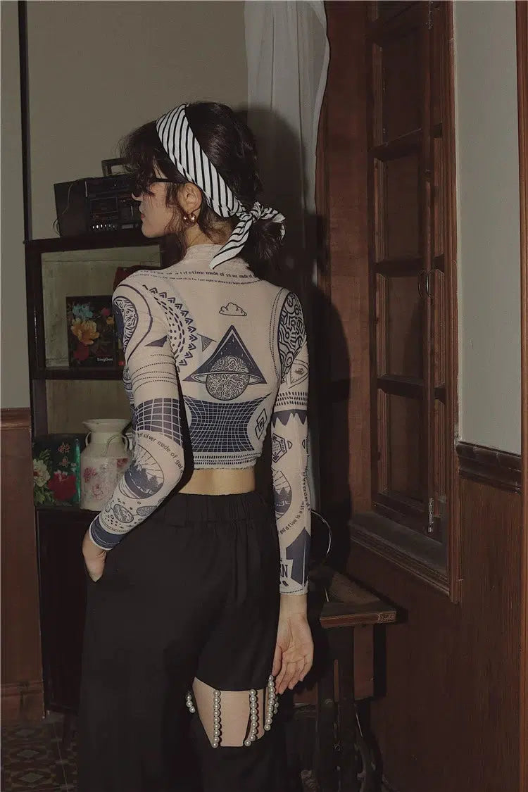 Style Core Aesthetics, New Style Trends - Ancient Egyptian Mystique Symbol Crop Top