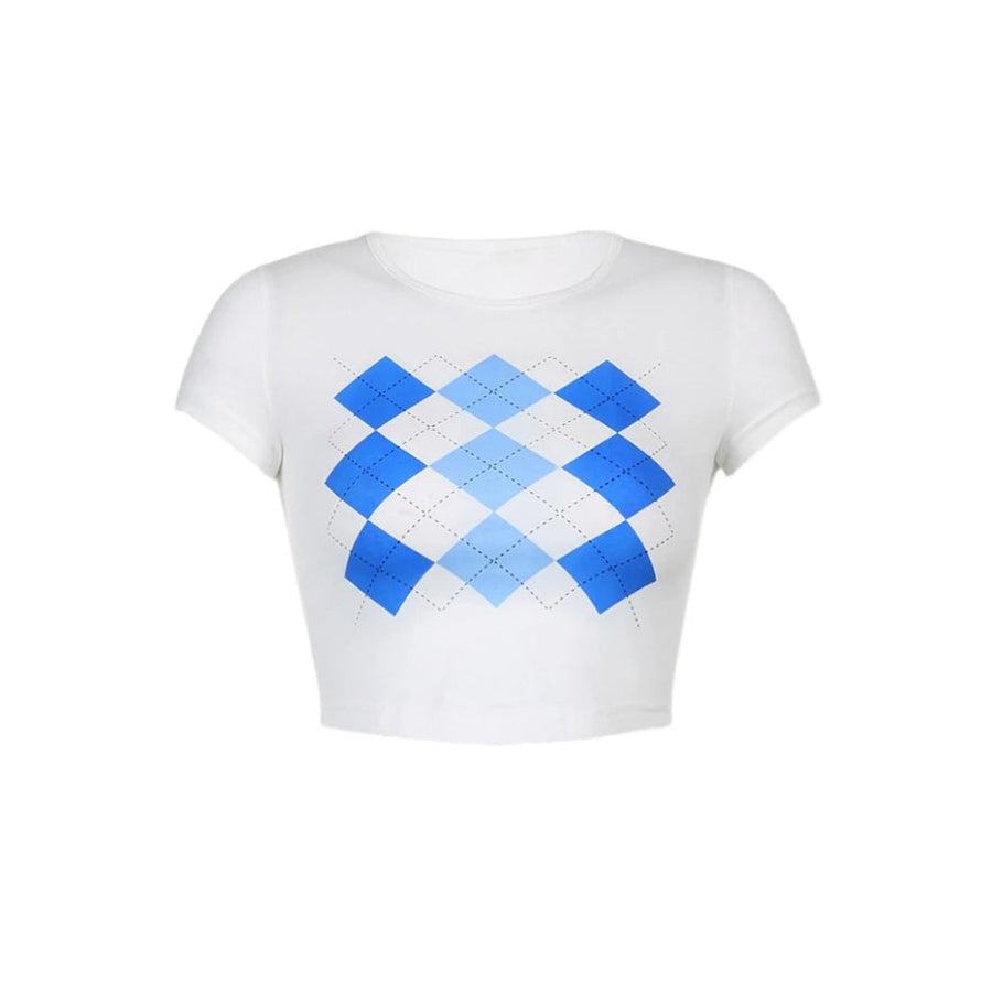 Style Core Aesthetics, New Style Trends - Argyle Pattern Crop Top