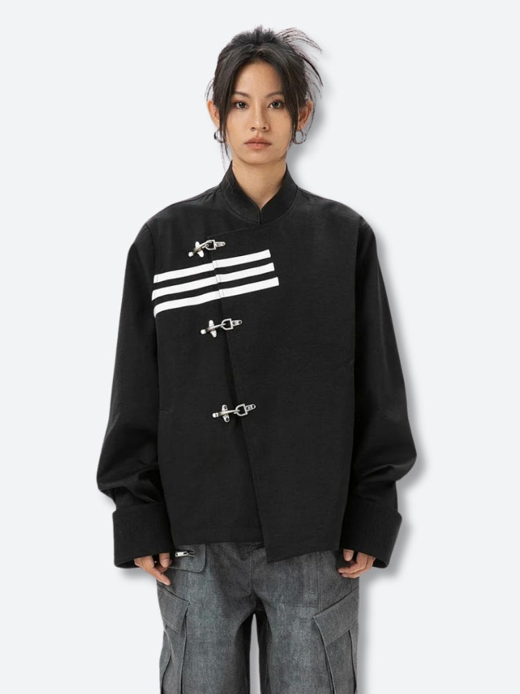 Style Core Aesthetics, New Style Trends - Asymmetric Frog Button Jacket