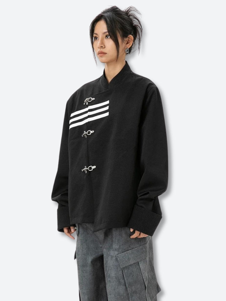 Style Core Aesthetics, New Style Trends - Asymmetric Frog Button Jacket