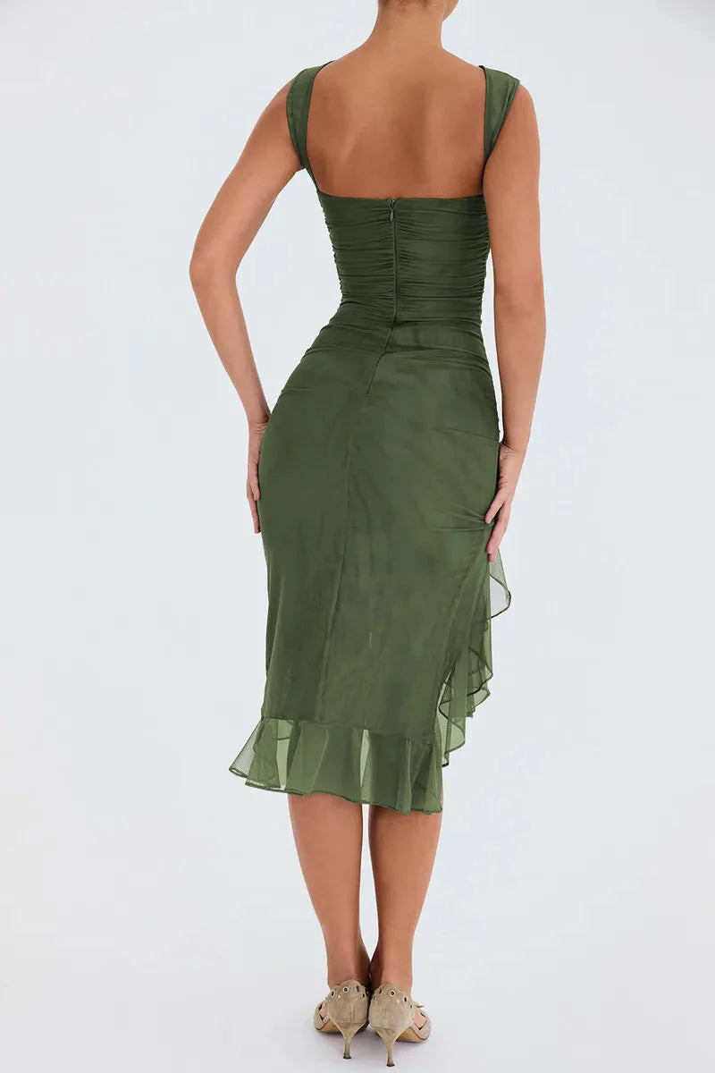 Style Core Aesthetics, New Style Trends - Asymmetric Ruffled Mesh Mini Dress