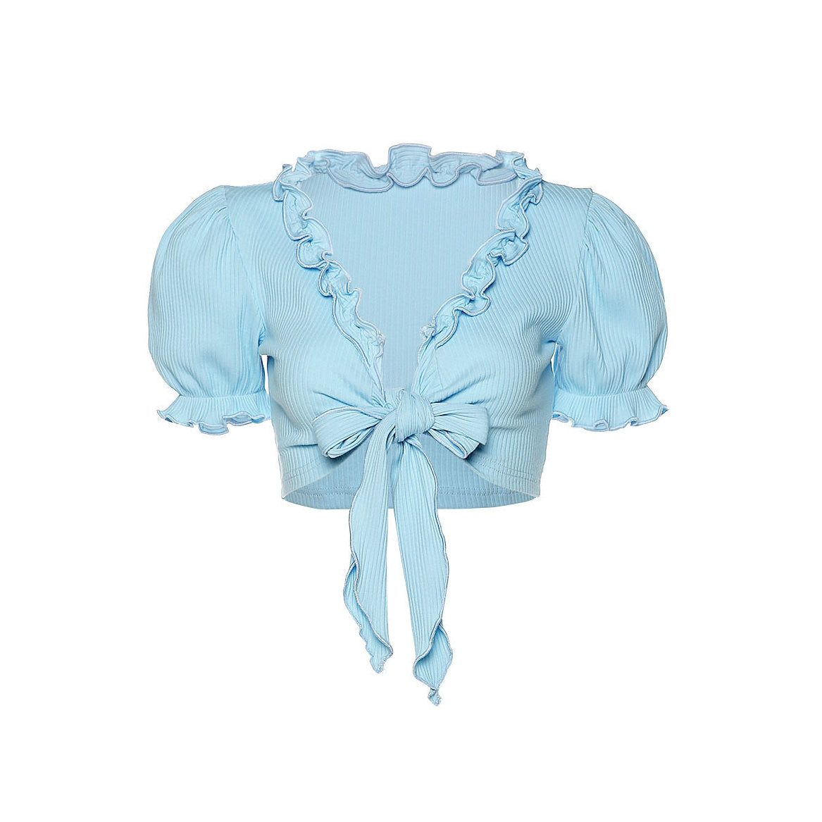 Style Core Aesthetics, New Style Trends - Baby Blue Knot Tie Crop Top