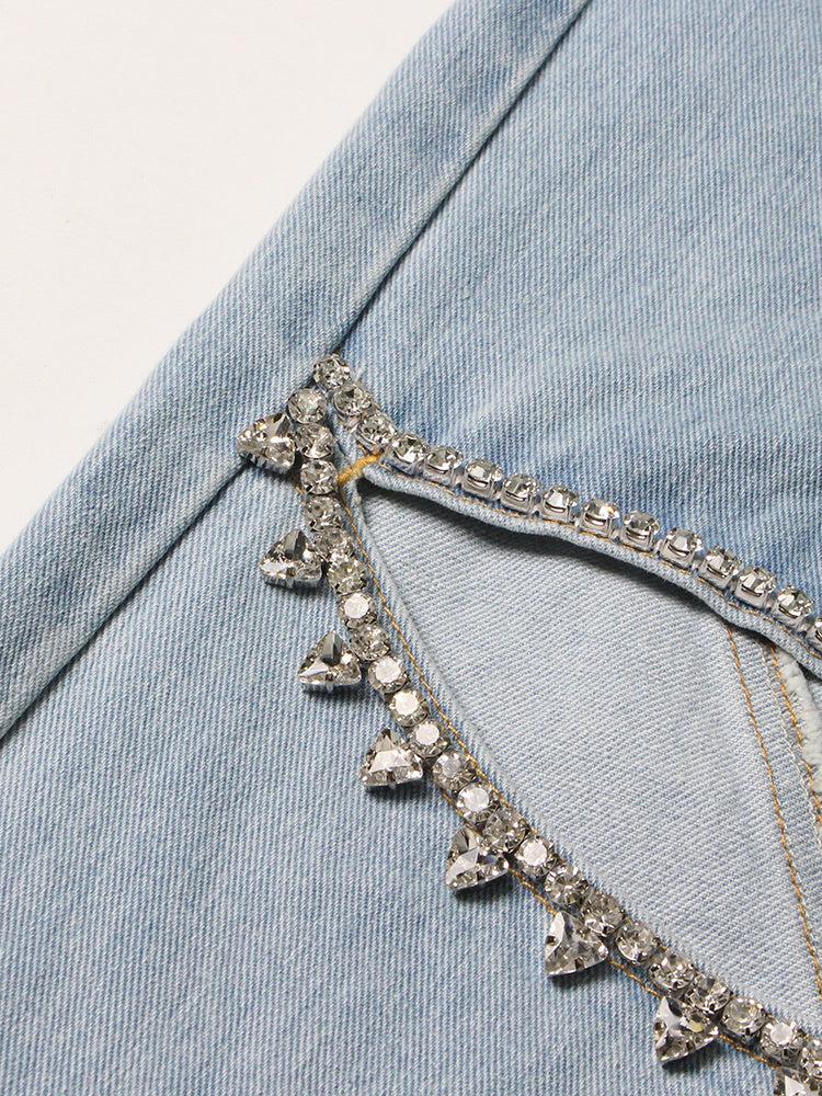 Style Core Aesthetics, New Style Trends - Baddie Embellished Cut-Out Jeans