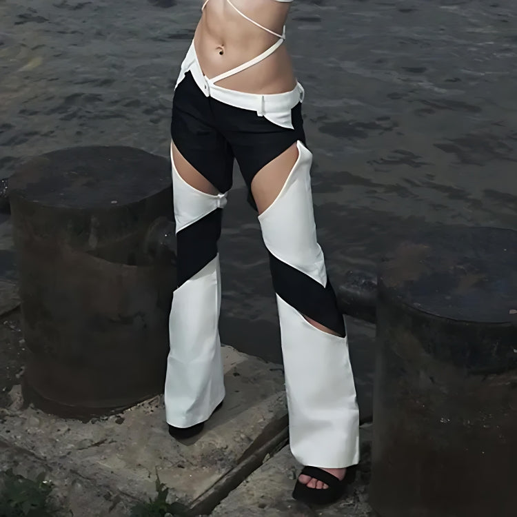 Style Core Aesthetics, New Style Trends - Baddie Patchwork Cut-Out Festival Pants