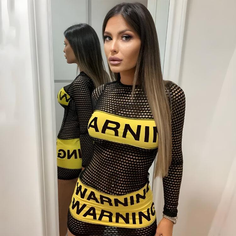 Style Core Aesthetics, New Style Trends - Baddie Warning Fishnet Mini Dress