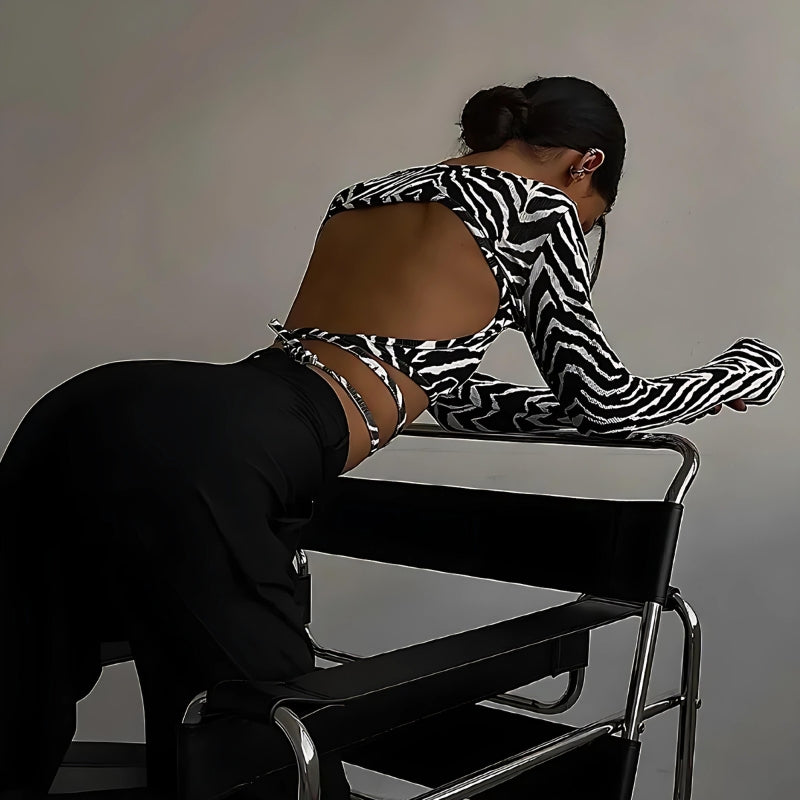 Style Core Aesthetics, New Style Trends - Baddie Zebra Backless Crop Top
