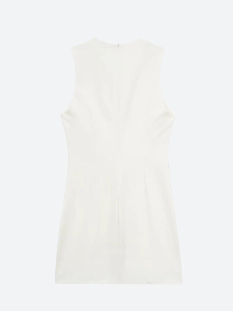 Style Core Aesthetics, New Style Trends - Belted Plunge Neck Mini Dress
