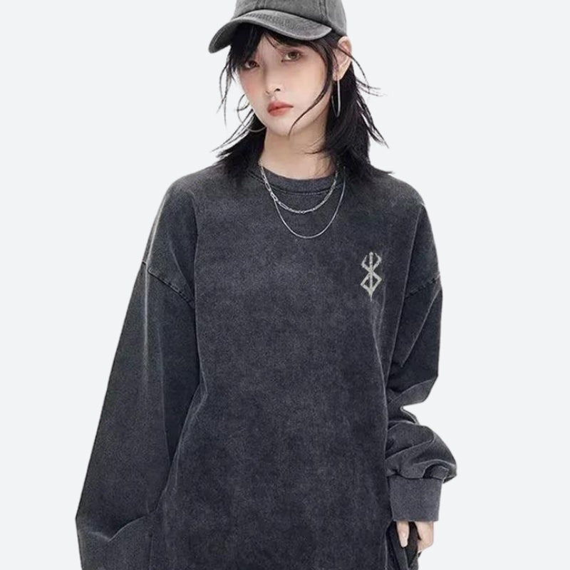 Style Core Aesthetics, New Style Trends - Berserk Printed Distressed Unisex Sweatshirt