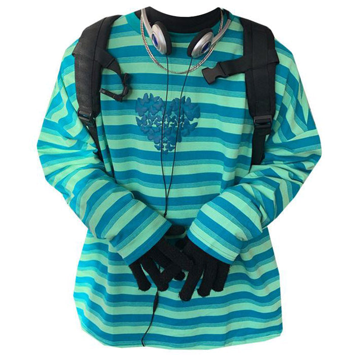 Style Core Aesthetics, New Style Trends - Butterfly Striped Long Sleeve Tee