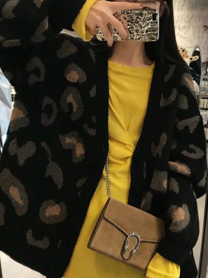 Style Core Aesthetics, New Style Trends - Cardigan ample imprimé léopard