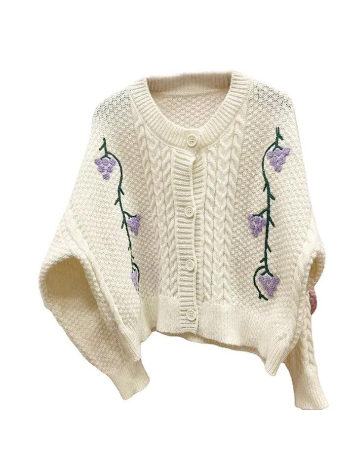 Style Core Aesthetics, New Style Trends - Cardigan à décor de tricot au crochet de raisin