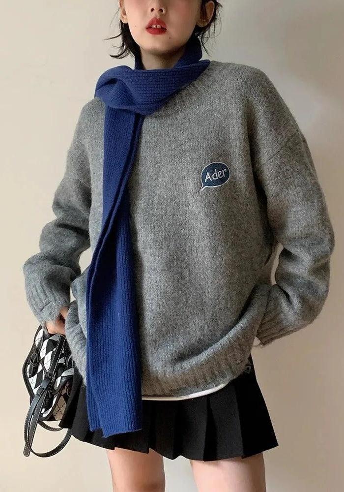 Style Core Aesthetics, New Style Trends - Cartoon Embroidered Knitted Sweater