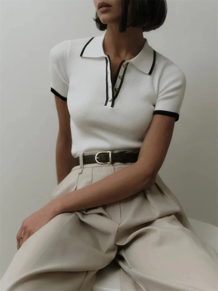Style Core Aesthetics, New Style Trends - Casual Contrast Corduroy Top