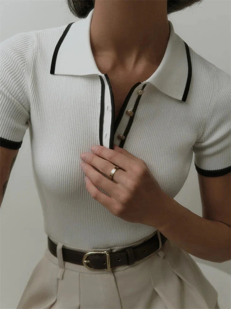 Style Core Aesthetics, New Style Trends - Casual Contrast Corduroy Top