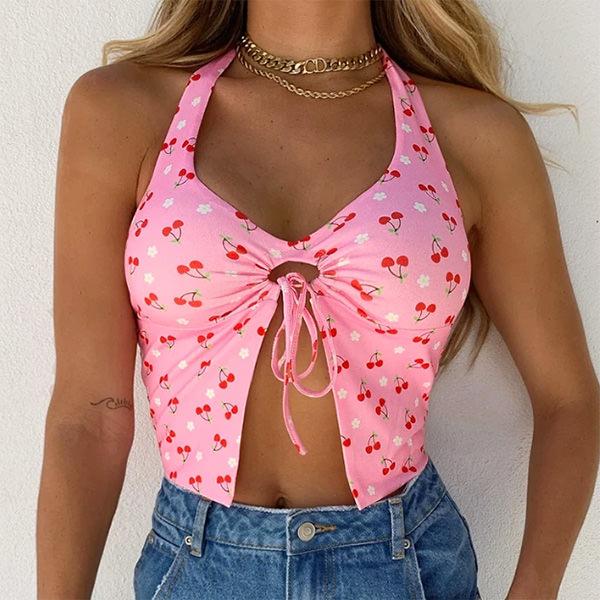 Style Core Aesthetics, New Style Trends - Cherry Blossom Halter Top