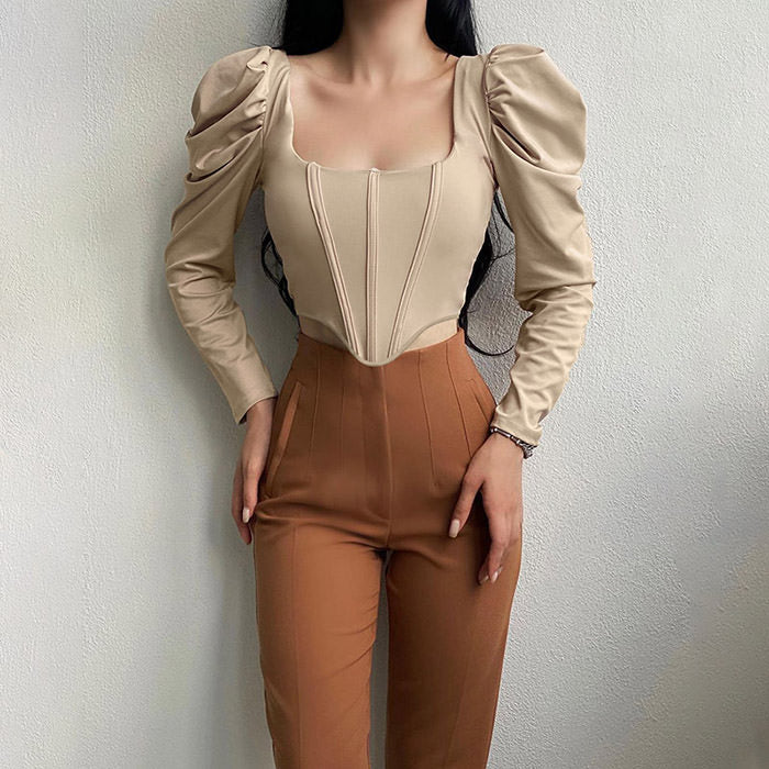 Style Core Aesthetics, New Style Trends - Coffee Cream Corset Top