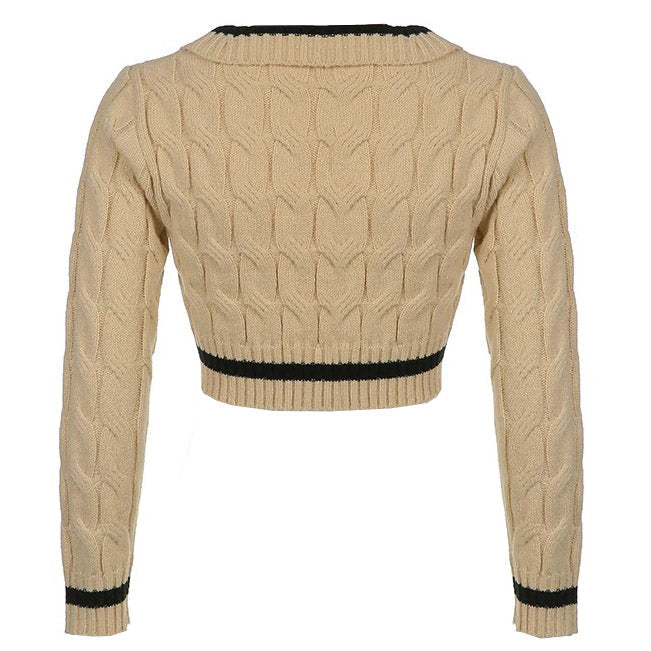 Style Core Aesthetics, New Style Trends - Coffee Cream Cropped Sweater