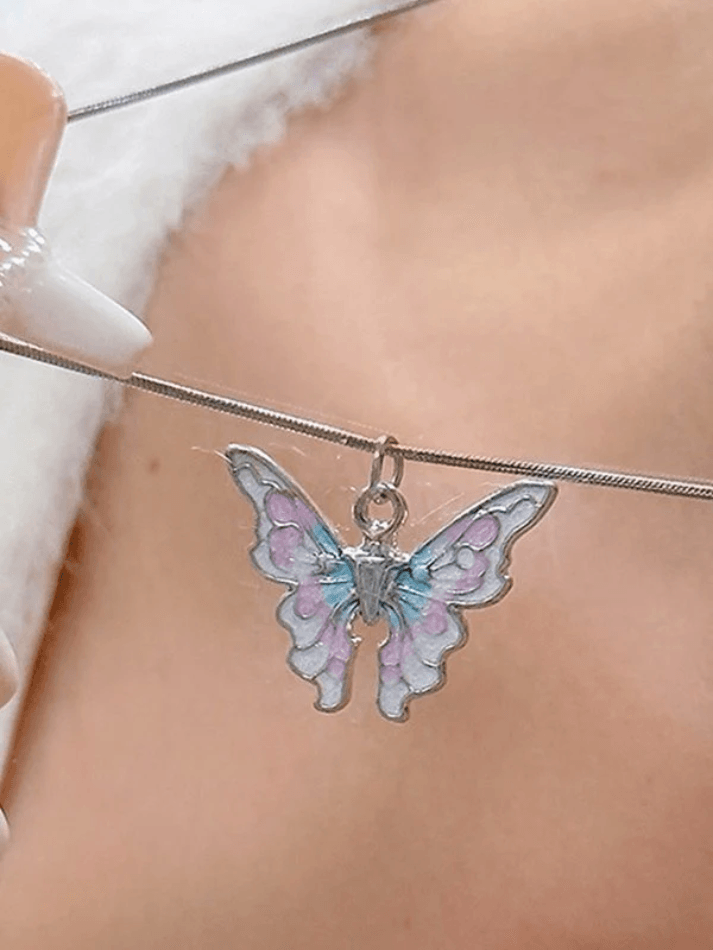 Style Core Aesthetics, New Style Trends - Collier à breloque papillon pastel