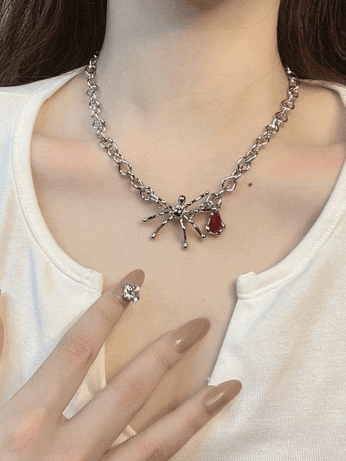 Style Core Aesthetics, New Style Trends - Collier Chaîne Pendentif Goutte d'Araignée