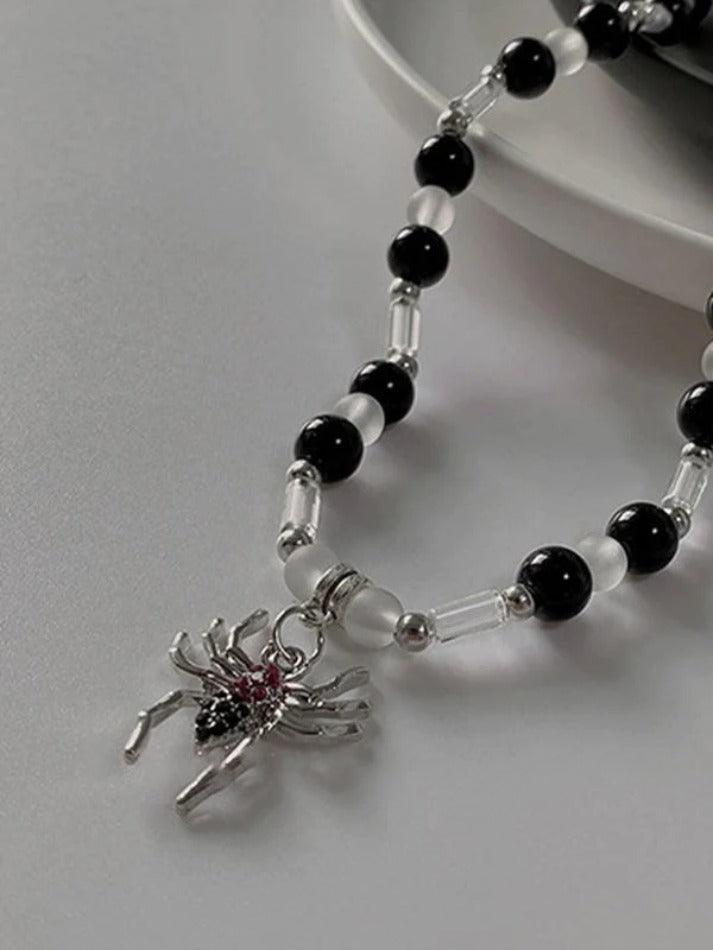 Style Core Aesthetics, New Style Trends - Collier de perles pendentif araignée