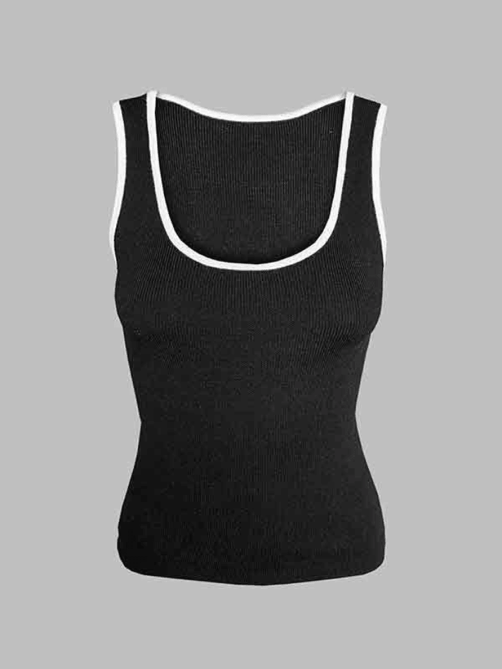 Style Core Aesthetics, New Style Trends - Contrast Color U Neck Tank Top