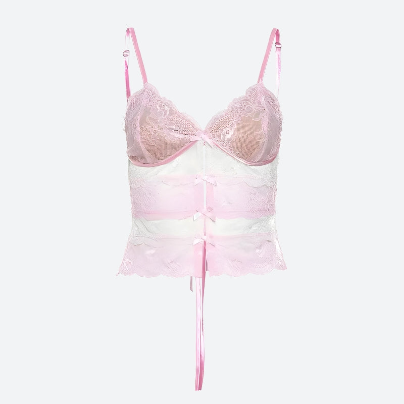 Style Core Aesthetics, New Style Trends - Coquette Bow Backless Lace Top