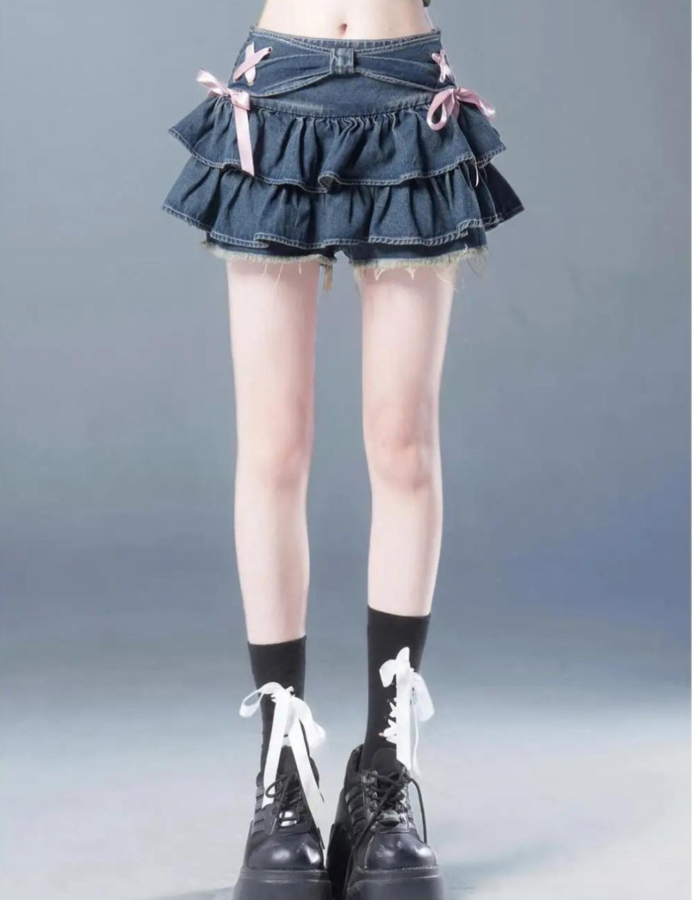 Style Core Aesthetics, New Style Trends - Coquette Low Rise Denim Mini Skort