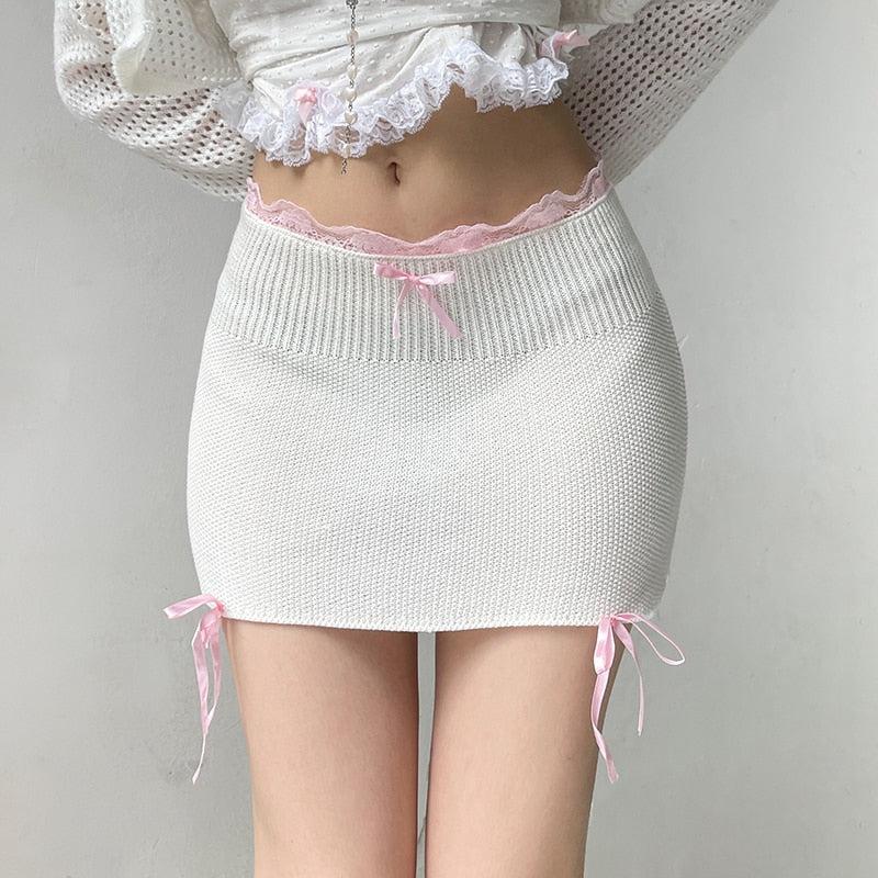 Style Core Aesthetics, New Style Trends - Coquette Ribbons Mini Skirt