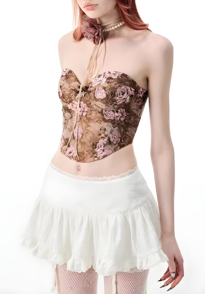 Style Core Aesthetics, New Style Trends - Coquette Ruffled Lace Mini Skirt