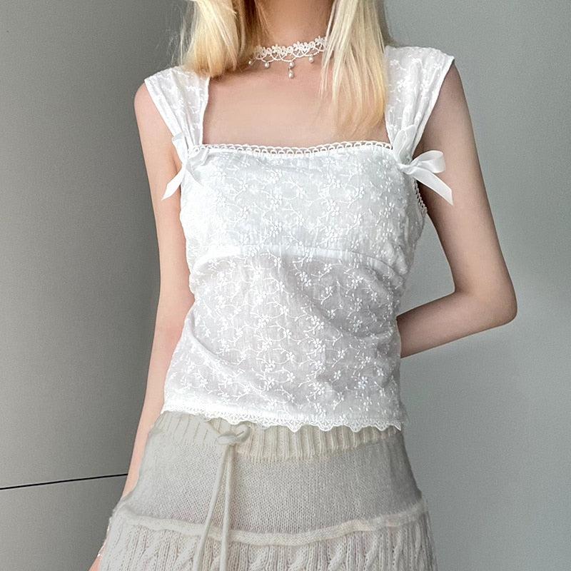 Style Core Aesthetics, New Style Trends - Coquette Square Neckline Top