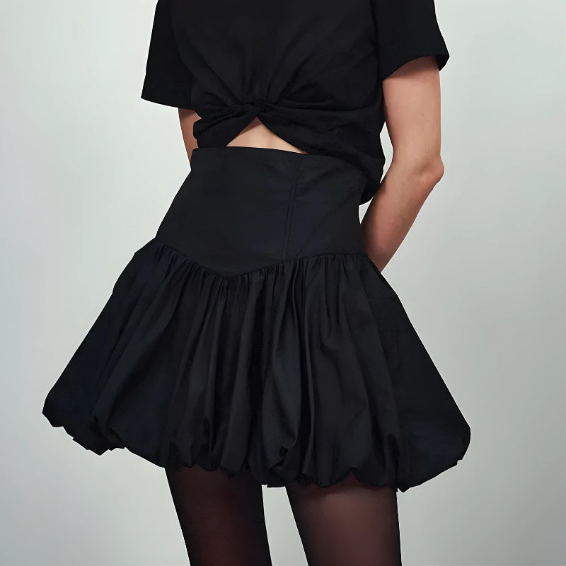 Style Core Aesthetics, New Style Trends - Corset Waist Bubble Mini Skirt