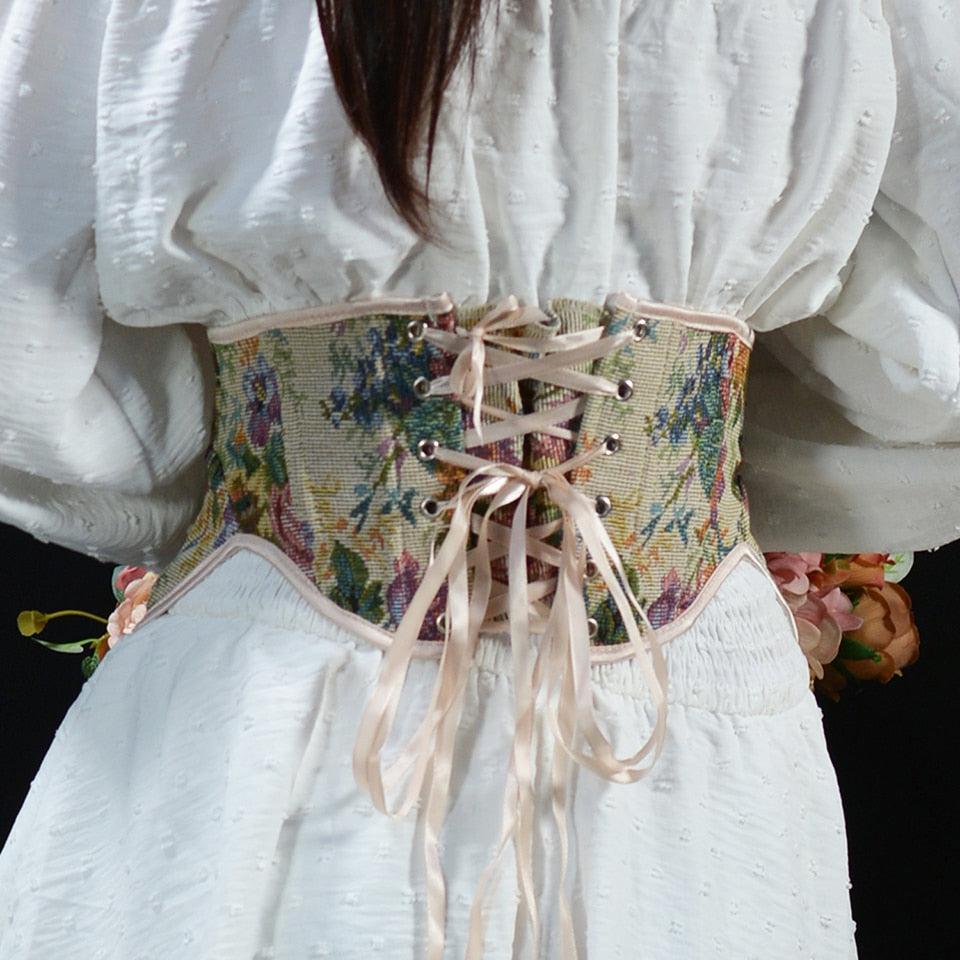 Style Core Aesthetics, New Style Trends - Cottagecore Ribbon Lace Up Waist Corset