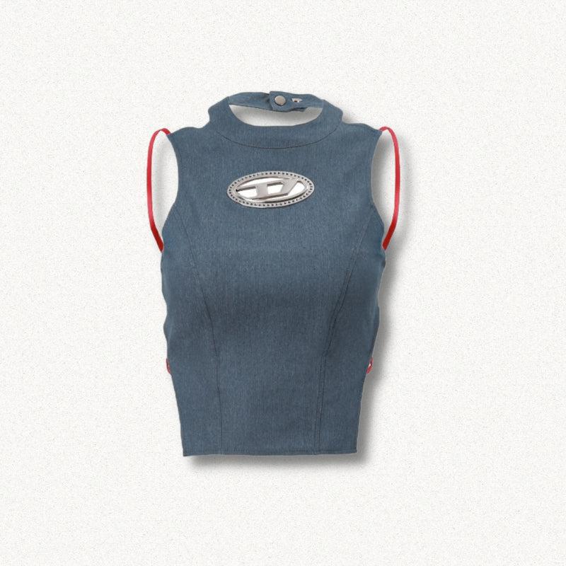 Style Core Aesthetics, New Style Trends - Cowgirl Denim Halter Corset Top