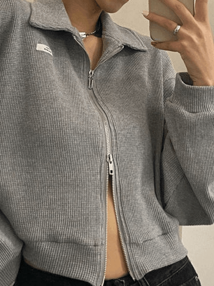 Style Core Aesthetics, New Style Trends - Cropped Zip-Up Jacket