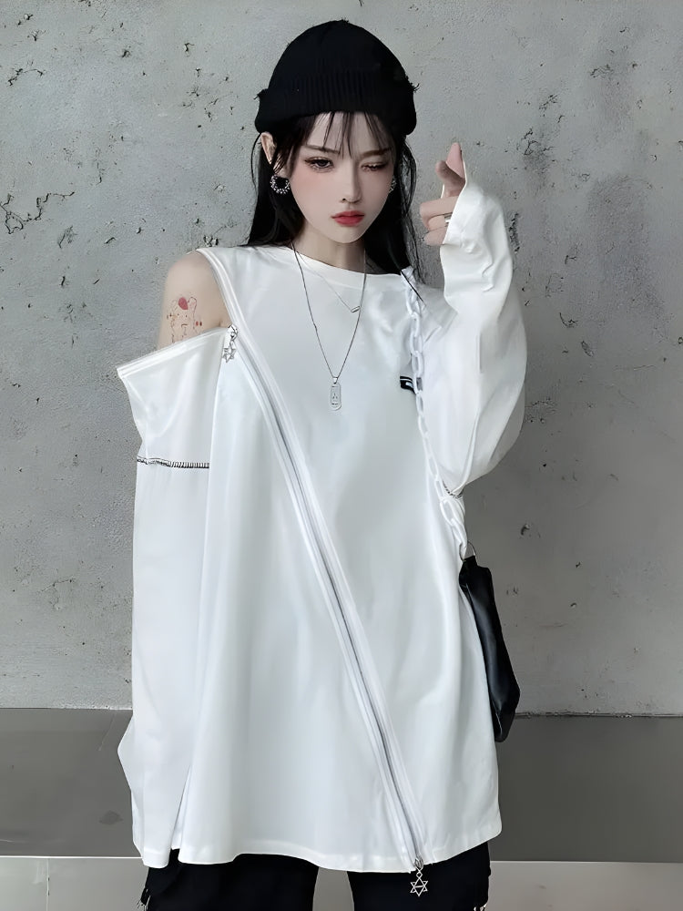 Style Core Aesthetics, New Style Trends - Cyberpunk Cross Zip-Up Top