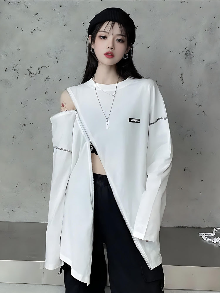 Style Core Aesthetics, New Style Trends - Cyberpunk Cross Zip-Up Top