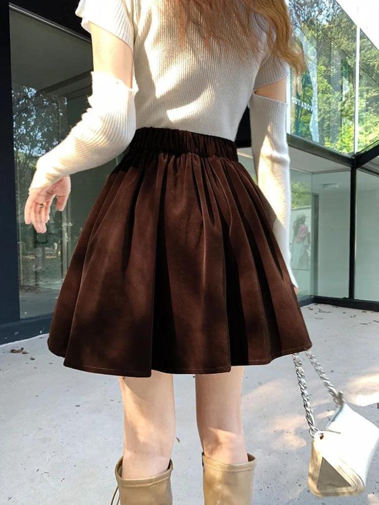 Style Core Aesthetics, New Style Trends - Dark Academia Velvet Mini Skirt