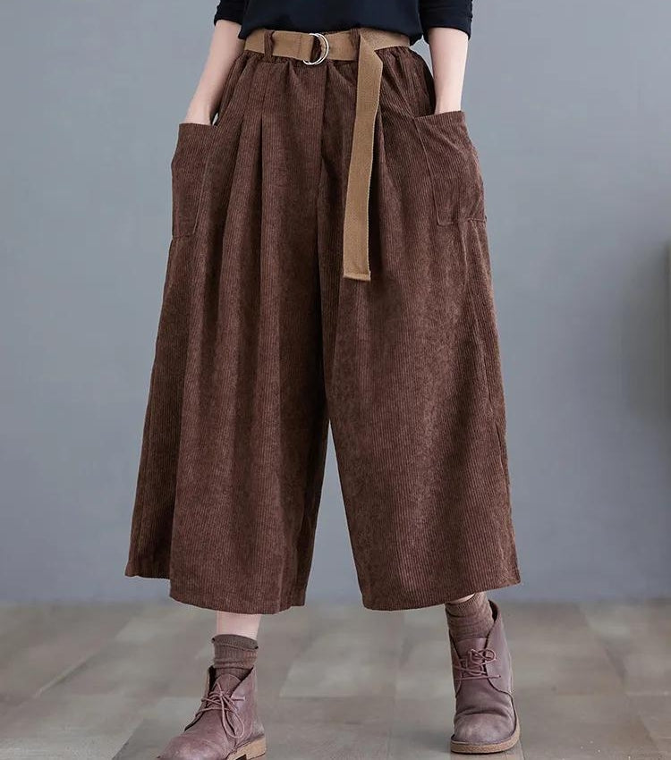 Style Core Aesthetics, New Style Trends - Dark Academia Wide Leg Corduroy Pants