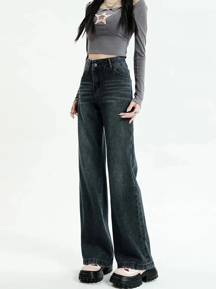 Style Core Aesthetics, New Style Trends - Dark Wash Straight Leg Denim Jeans