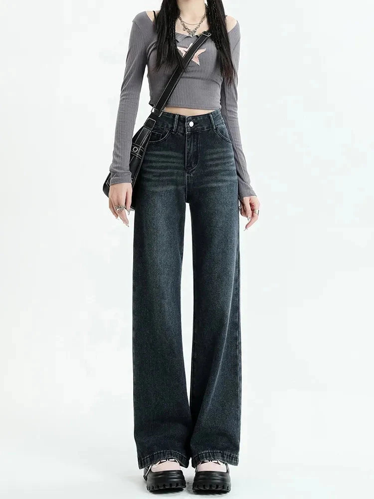 Style Core Aesthetics, New Style Trends - Dark Wash Straight Leg Denim Jeans