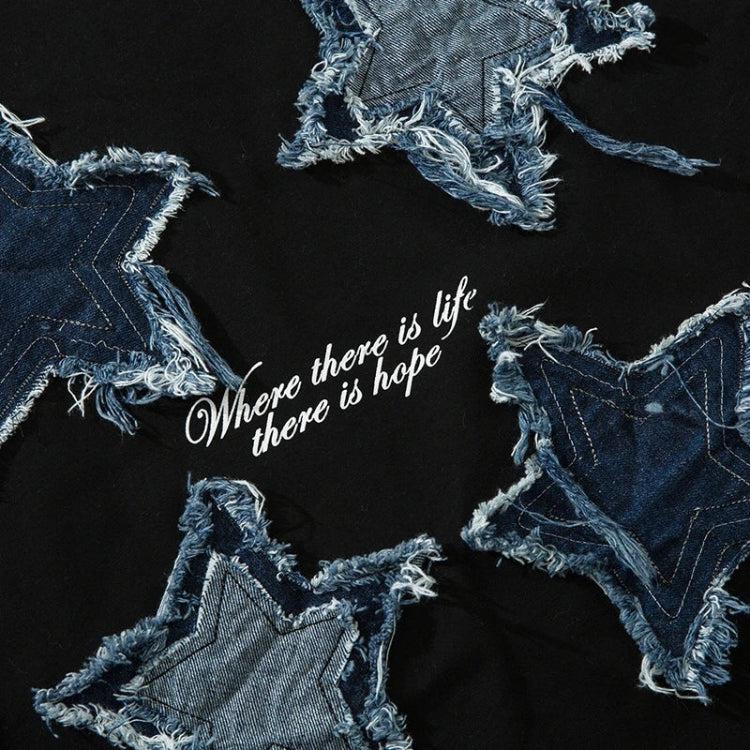 Style Core Aesthetics, New Style Trends - Denim Star Patchwork Tee
