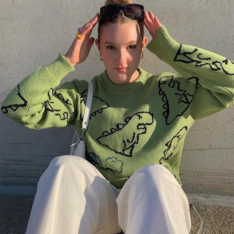 Style Core Aesthetics, New Style Trends - Dinosaur Knitted Sweater