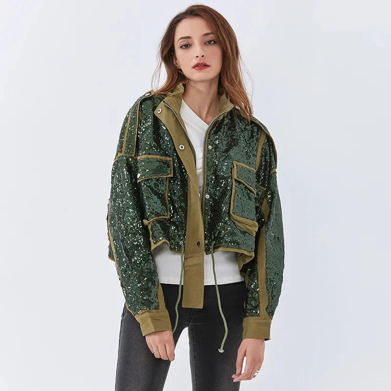 Style Core Aesthetics, New Style Trends - Disco Cowgirl Sequined Zip-Up Jacket