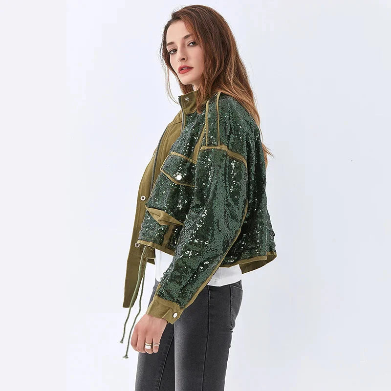Style Core Aesthetics, New Style Trends - Disco Cowgirl Sequined Zip-Up Jacket