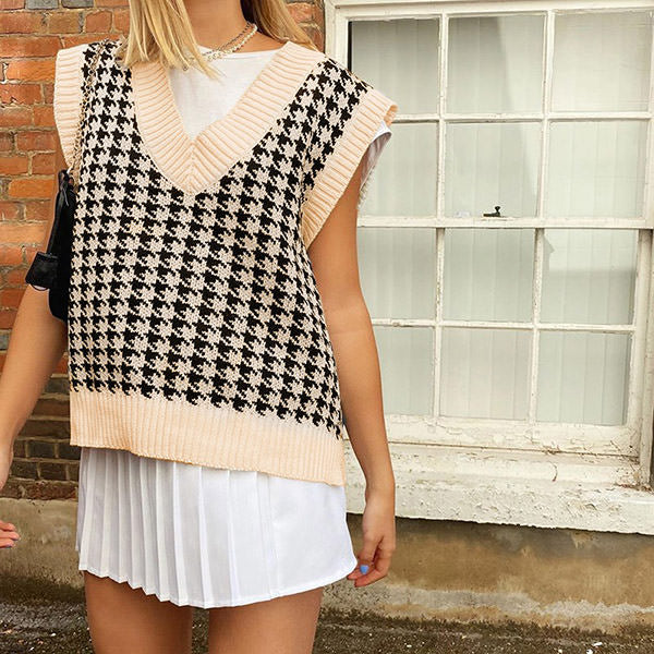 Style Core Aesthetics, New Style Trends - Dogtooth Check Vest