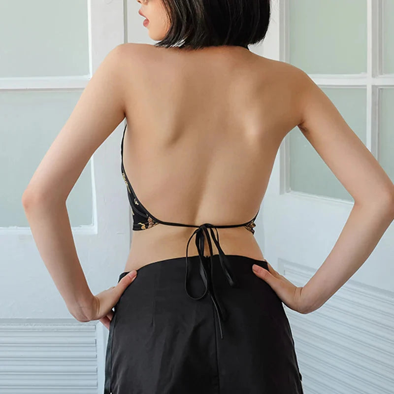 Style Core Aesthetics, New Style Trends - Dragon Backless Crop Top