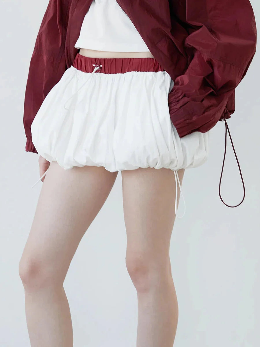 Style Core Aesthetics, New Style Trends - Drawstring Bubble Mini Skirt