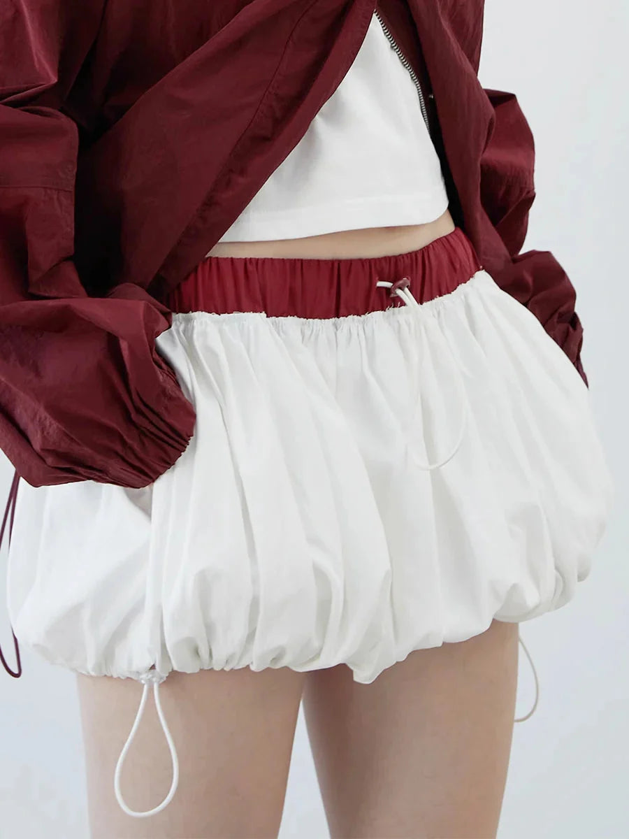 Style Core Aesthetics, New Style Trends - Drawstring Bubble Mini Skirt
