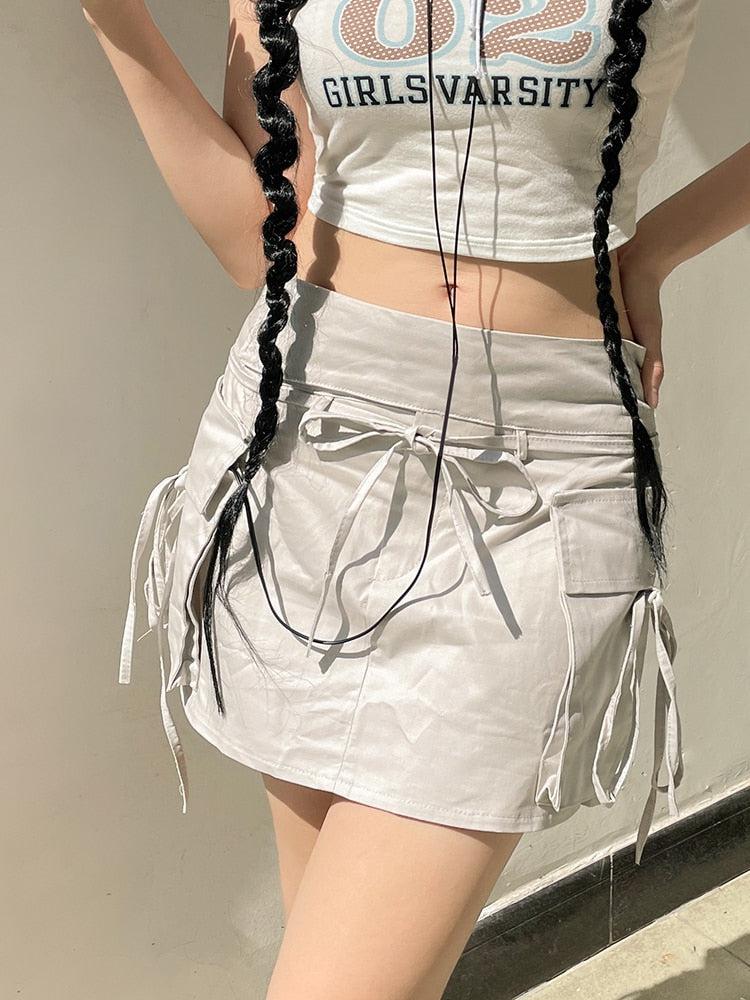Style Core Aesthetics, New Style Trends - Drawstring Cargo Mini Skirt