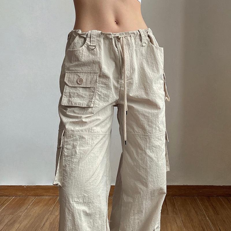 Style Core Aesthetics, New Style Trends - Drawstring Low Rise Cargo Pants